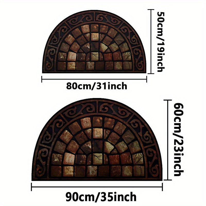 Half-Circle Velvet Door Mat Non-Slip Rug for Home Kitchen Decor Durable Polyester