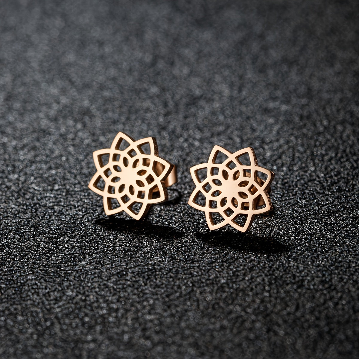 Women Stainless Steel Mandala Stud Earrings Geometric Flower Daily Yoga