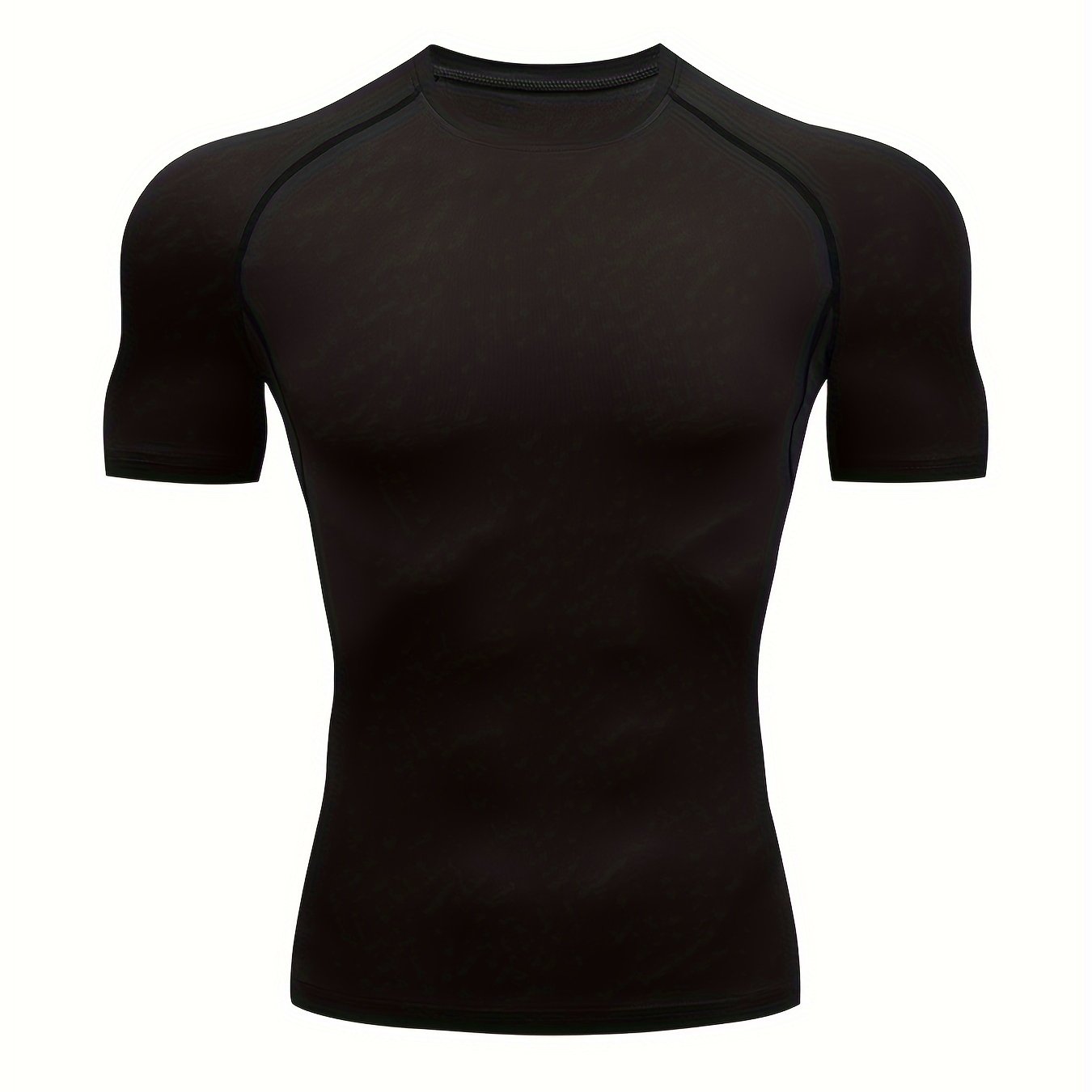 Men's Red and Black Athletic Compression T-Shirt Quick-Dry Breathable Polyester Elastane Gym Outdoor