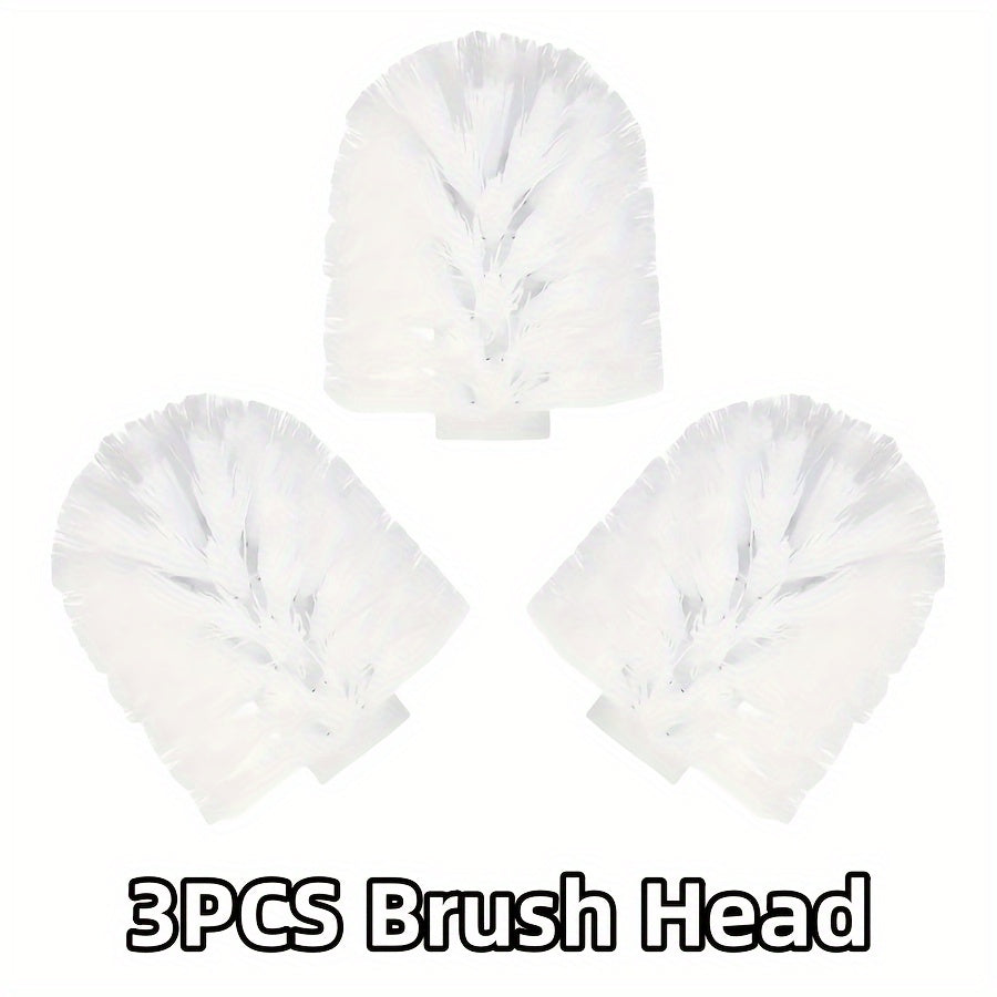 Toilet Brush Set with Handle and 3 Replacement Heads, No-Dead-Corner Design