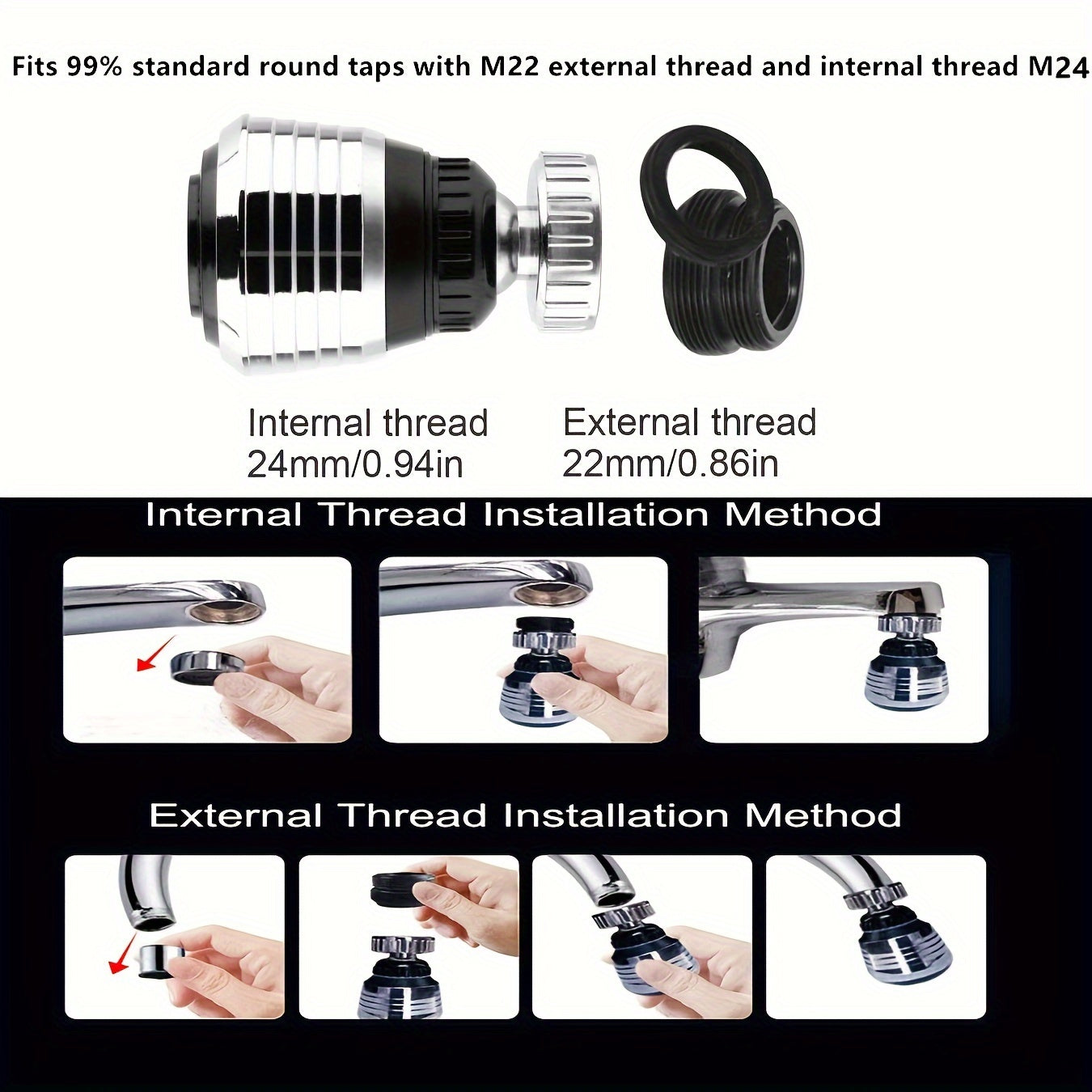 360 Degree Rotating Water Saving Faucet Aerator Diffuser Nozzle Filter