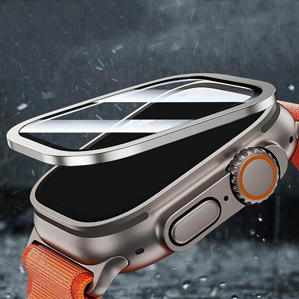 Apple Watch Ultra Screen Protectors and Titanium Frame Set 49mm 9H Tempered Glass Waterproof