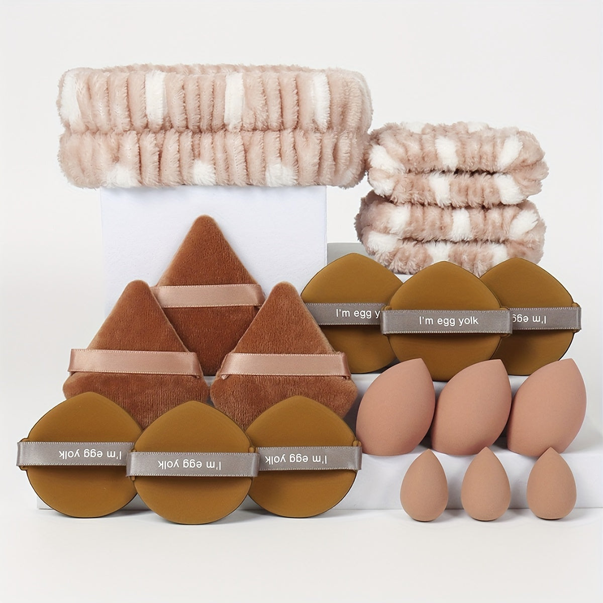 18-Piece Makeup Sponge and Brush Set with Puffs and Accessories for All Skin Types