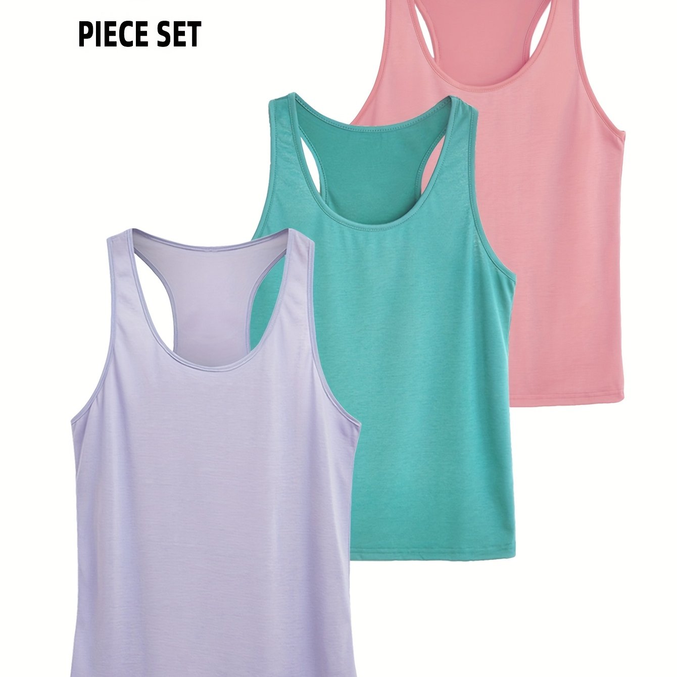 Women's Plus Size Casual Sports Off-Shoulder Vest 3-Pack Set