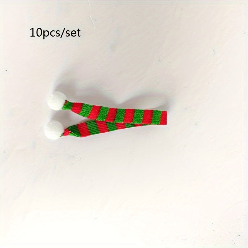 10 шт. Мини-шарфы для вина на Рождество, украшения для рождественской елки, поделки своими руками, шарфы для кукол и рождественские принадлежности.