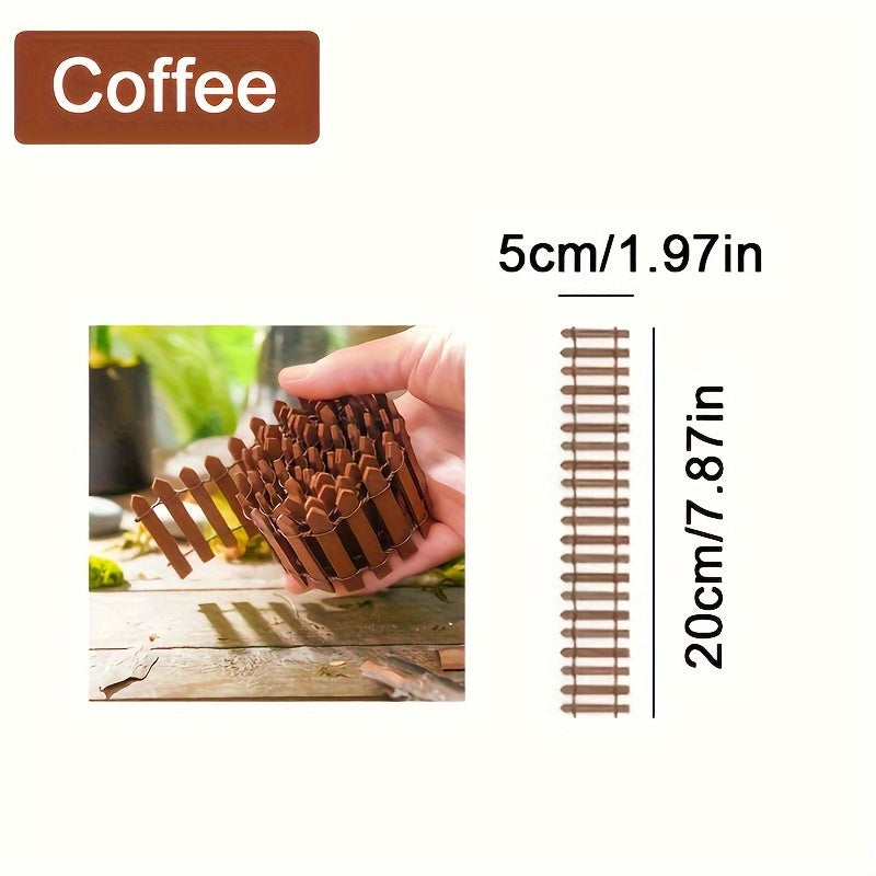 Mini Wooden Fairy Garden Fence White Chocolate Miniature Garden Decor for Home and Garden