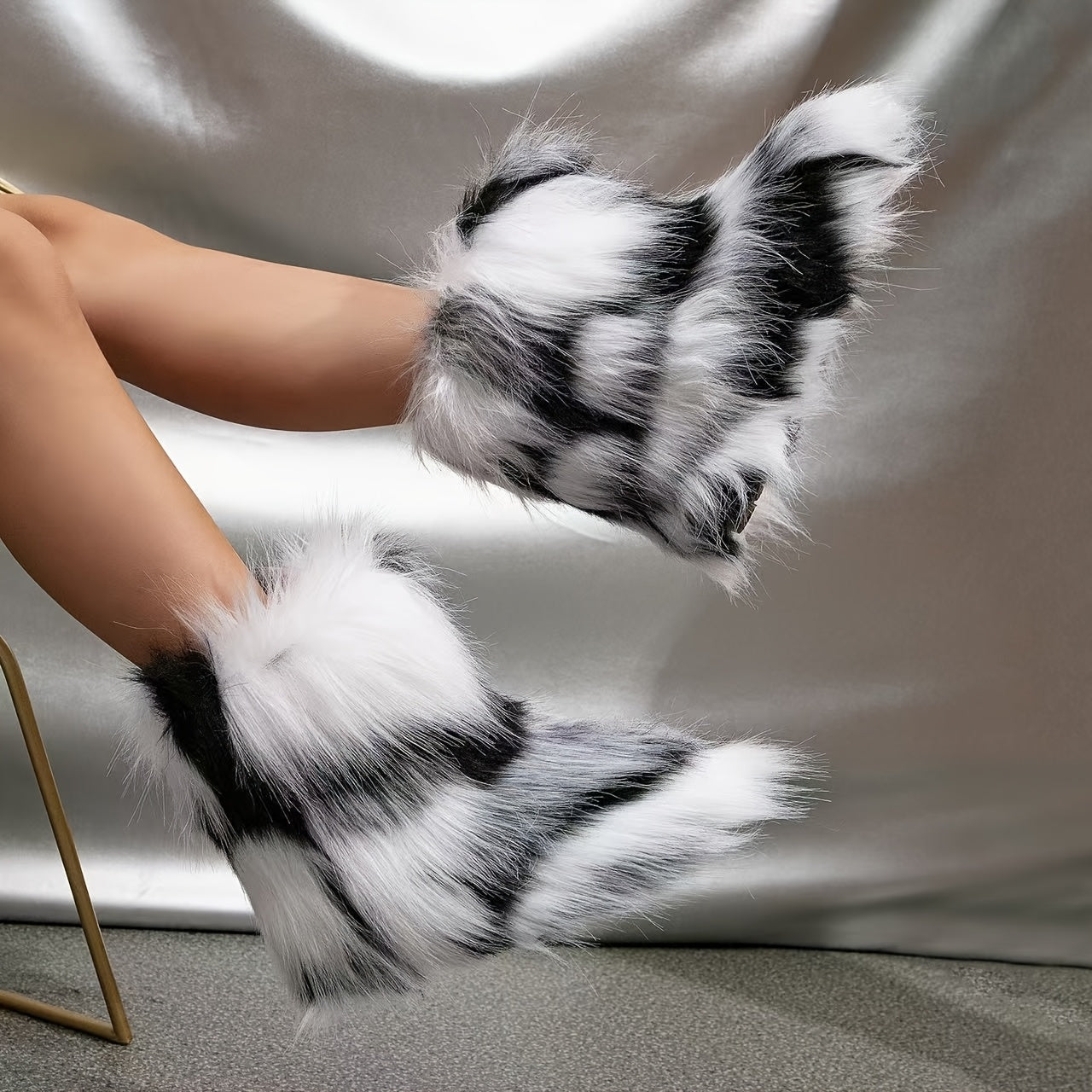 Женские зимние сапоги на меху с плюшевой подкладкой, утеплённые, до середины икры