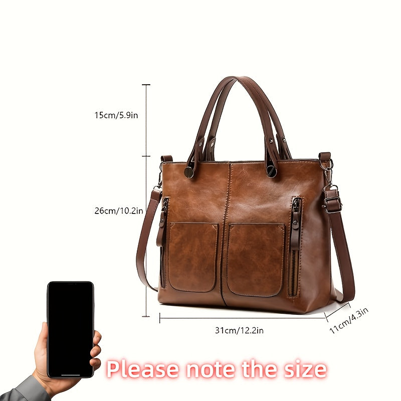 Black PU Shoulder Bag with Detachable Adjustable Strap for Business and Daily Use