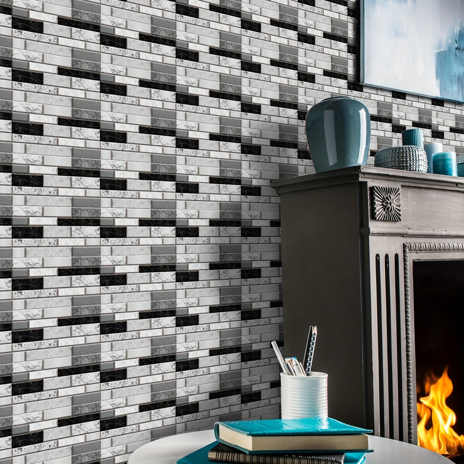 Pegatinas de azulejos autoadhesivas impermeables para pared para baño, cocina, sala de estar, balcón, antideslizantes