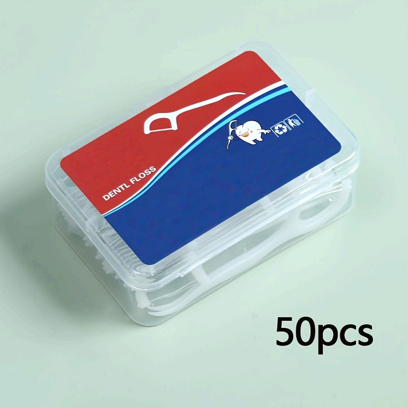 50/100pcs Dental Floss Picks Deep Cleaning Flat Line Bow-Shaped Toothpicks
