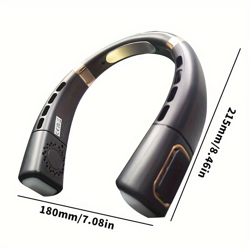 Rechargeable Neck Fan with Screen Display 5-Speed 360° Cooling for Travel Outdoor