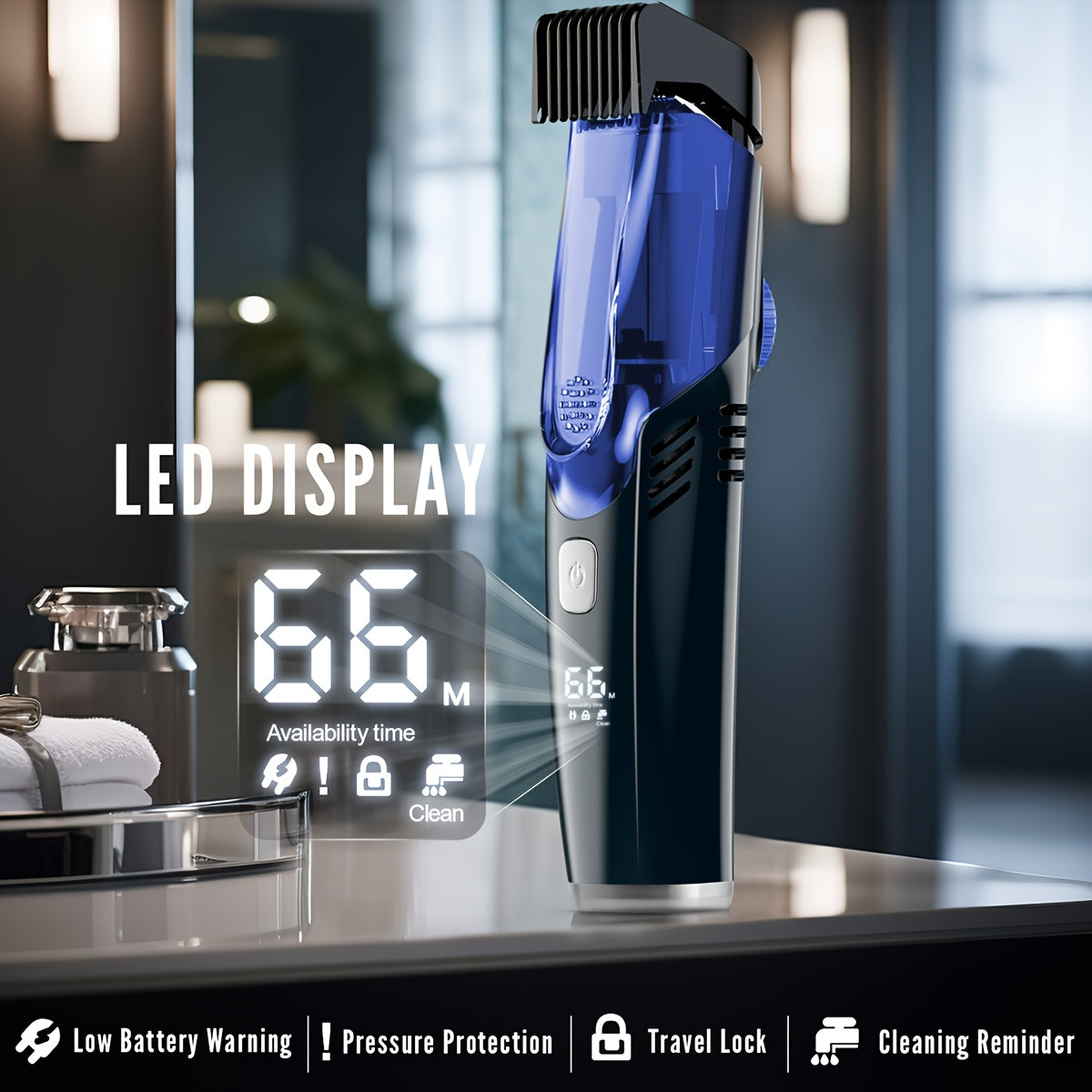 Afeitadora eléctrica con pantalla LED, batería de litio recargable para barba, pecho y cuerpo, incluye peines guía, regalo ideal