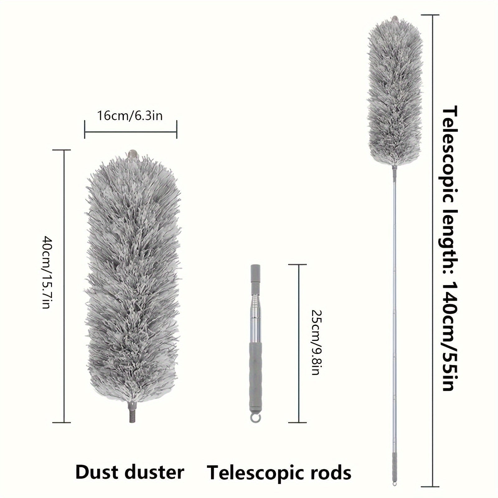 Retractable Duster with Bendable Head for High Ceilings Furniture Car Cleaning