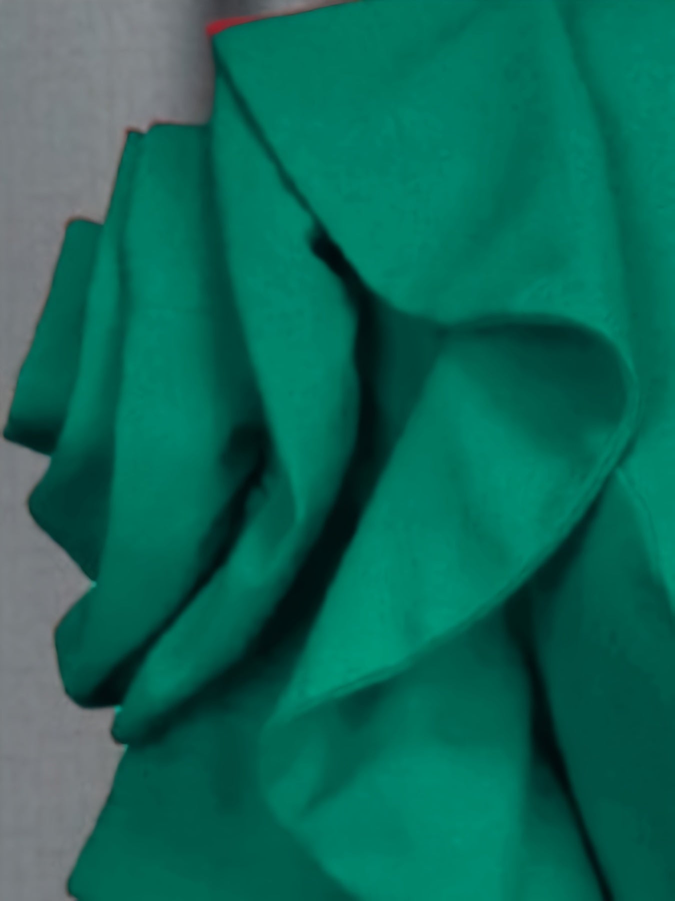 Women's Green Floral Midi Dress with Belt Slim Fit Round Neck Ruffled