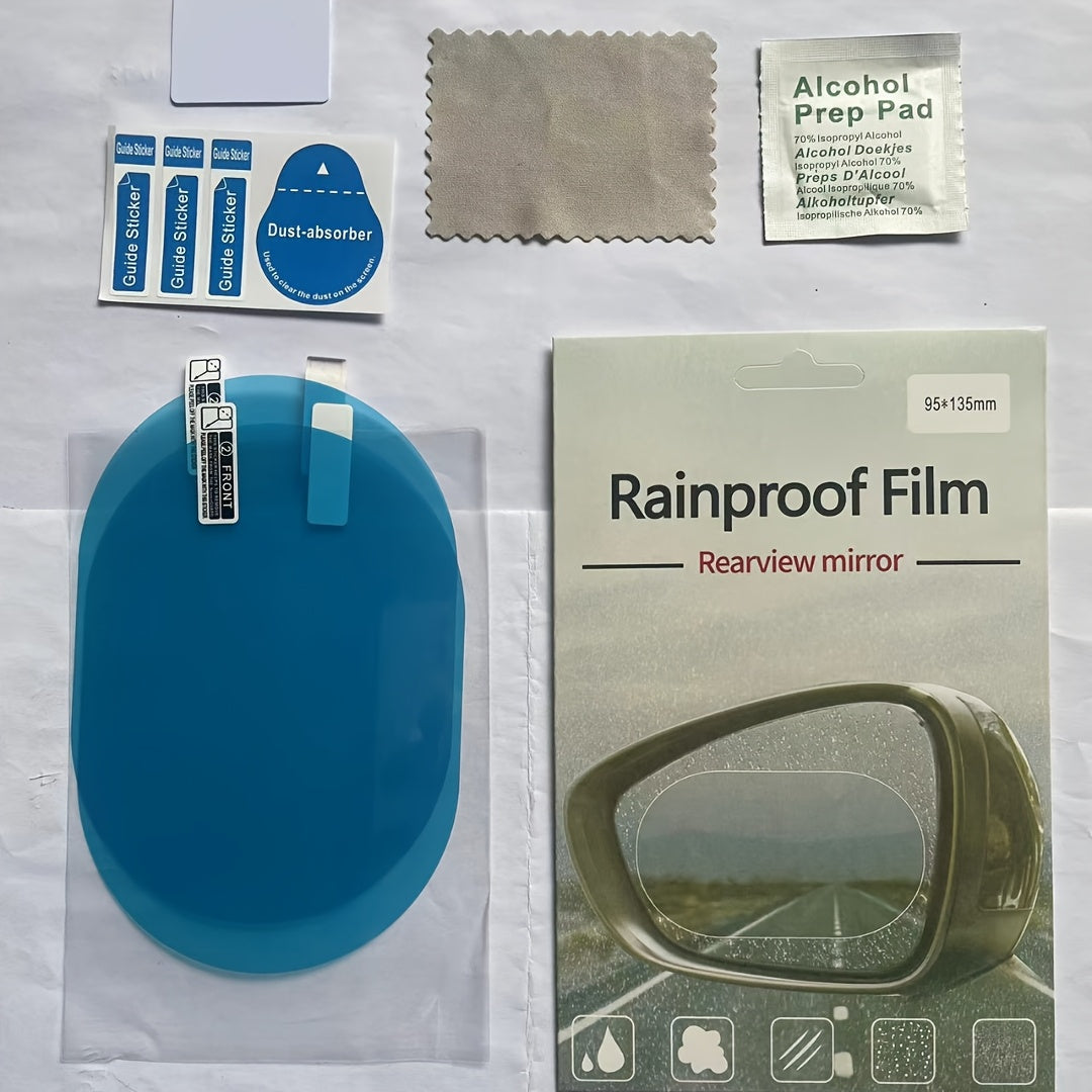 Set of Two Transparent Waterproof PET Car Rearview Mirror Screen Protectors Anti-Fog for Rearview Mirrors
