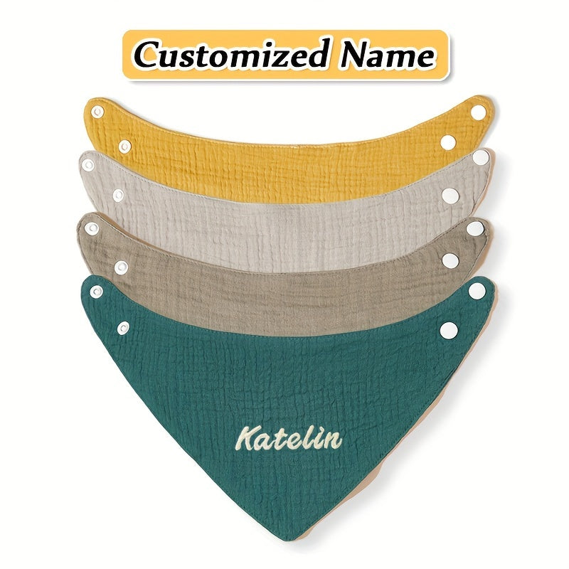 Set of 4 Kids Gauze Triangle Saliva Towels Adjustable Bib Soft Breathable Highly Absorbent