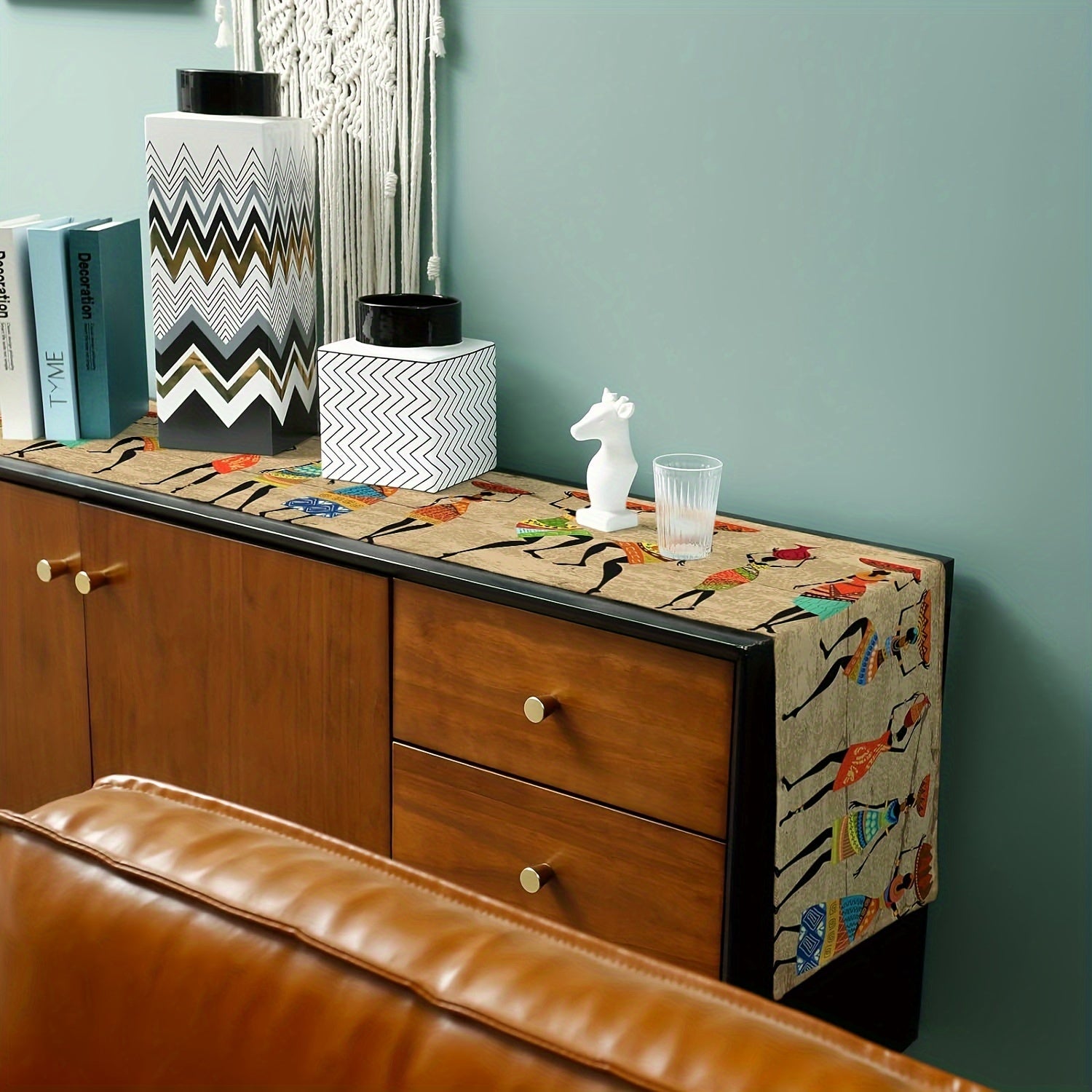 Polyester Table Runner with African Linen Design for Dining and Decor