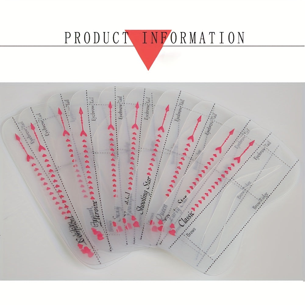 Ayollar uchun aniqlik bilan qosh kontur shablonlari to'plami 10 dona, qattiq yopishadigan qosh shabloni