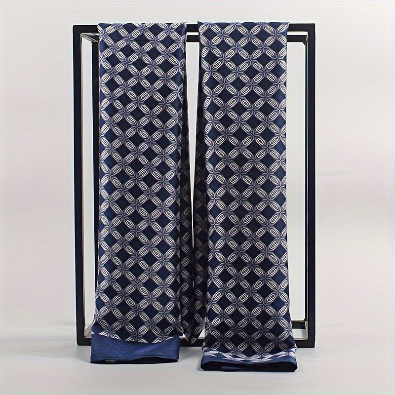 Men's Double Layered Scarf Soft Polyester Fashion Accessory Black