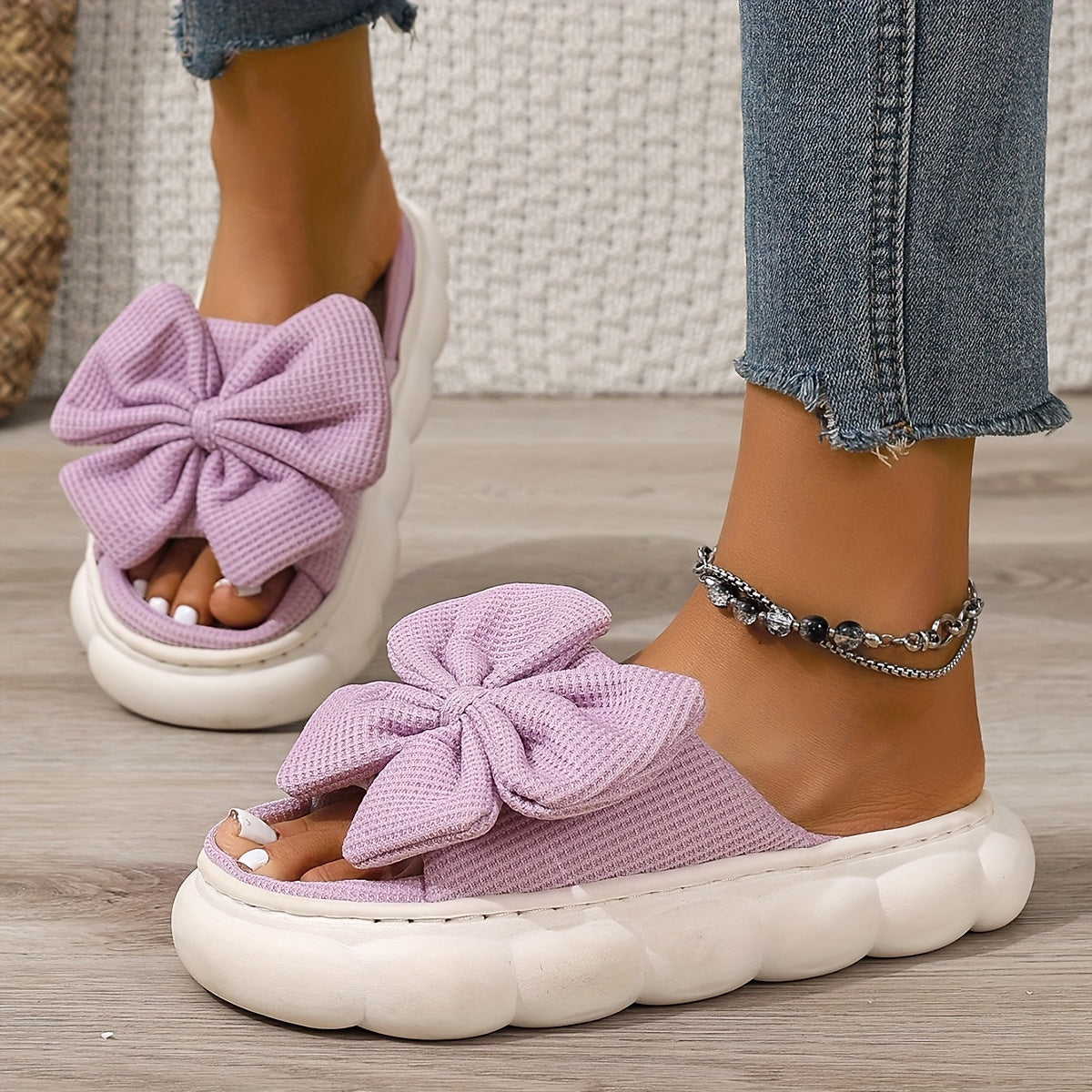 Women's Slippers Breathable Non-Slip Indoor Shoes Soft Thick Sole