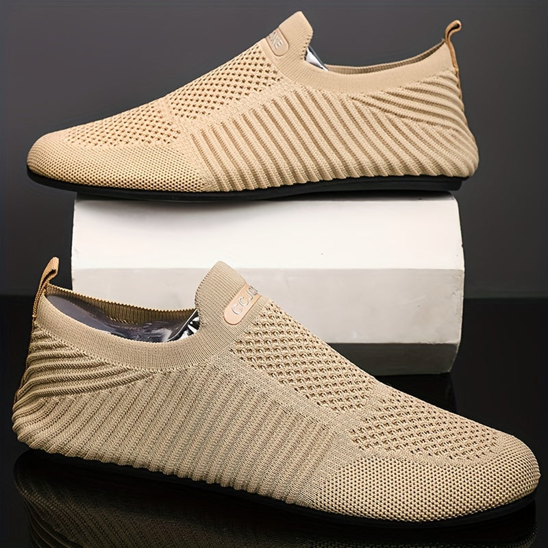 Men's Athletic Sneakers Low Top Slip-On Fabric Rubber Casual Trail Running Tennis Hiking Black White Brown