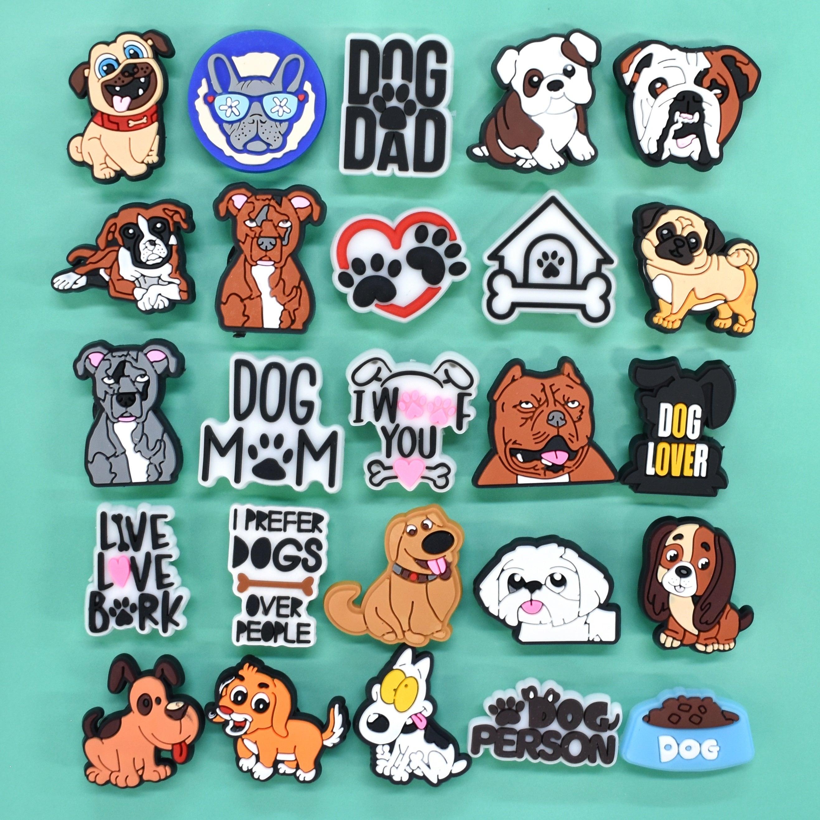 Unisex PVC Shoe Charms 23-28 Pcs Dog Paw Decor for Sandals and Wristbands