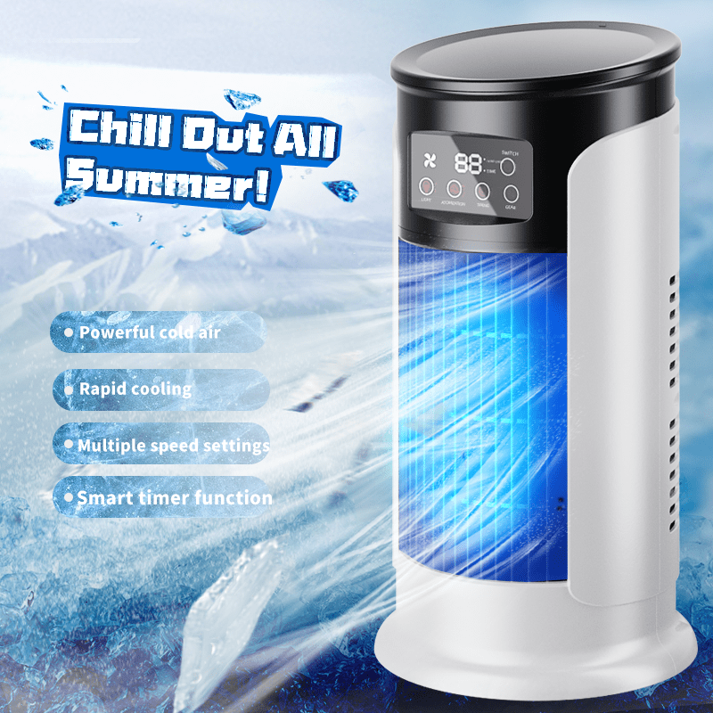 Portable USB Air Conditioner Fan with 3-in-1 Cooling Heating Humidifying Night Light and 6 Fan Speeds