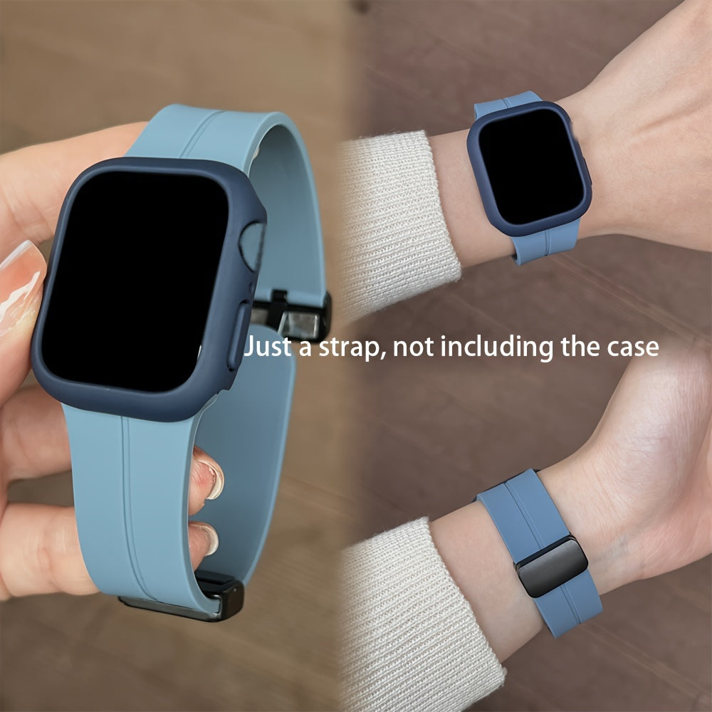 Магнитный силиконовый ремешок для iWatch с складной пряжкой, совместимый с Series 9-3 в различных размерах.