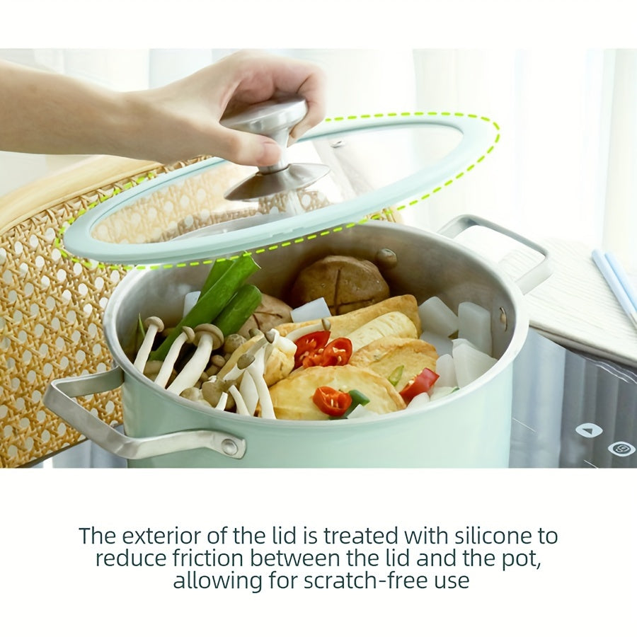 13.7 Qt Stainless Steel Soup Pot Mint Green Induction Compatible Dual Handles