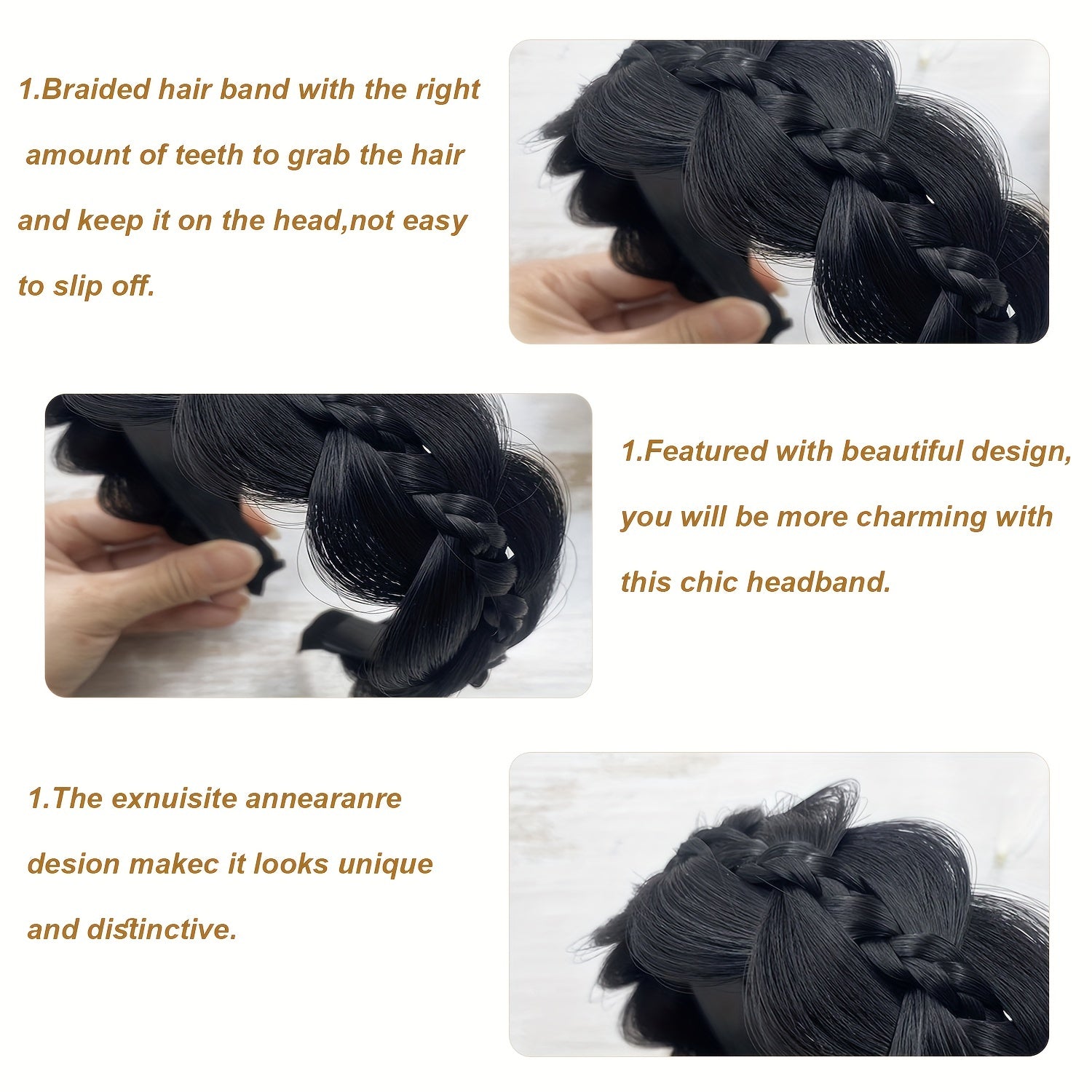 Ayollar qizlar sintetik baliq suyakli soch to'rva bosh bandi, sirpanchiq bo'lmagan soch aksessuari