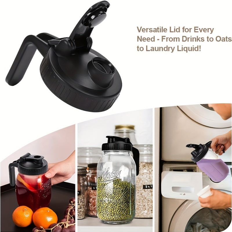 Qayta ishlatiladigan Mason bankasi qopqog'i, tutqichli, suyuqlik o'tkazmaydigan silikon yostiqli keng ochiq qopqoq