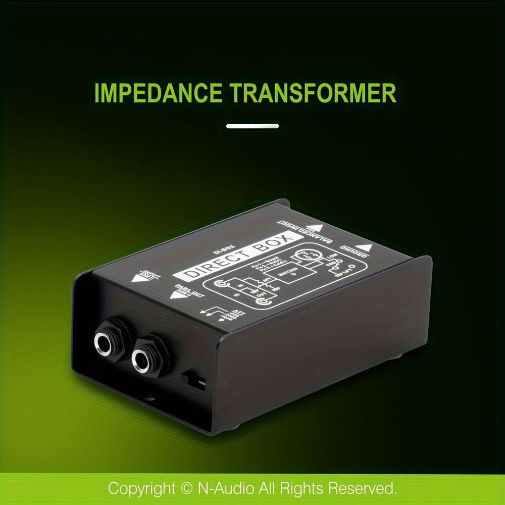 Resistive Audio Isolation DI Box for Guitar and Studio Equipment Black