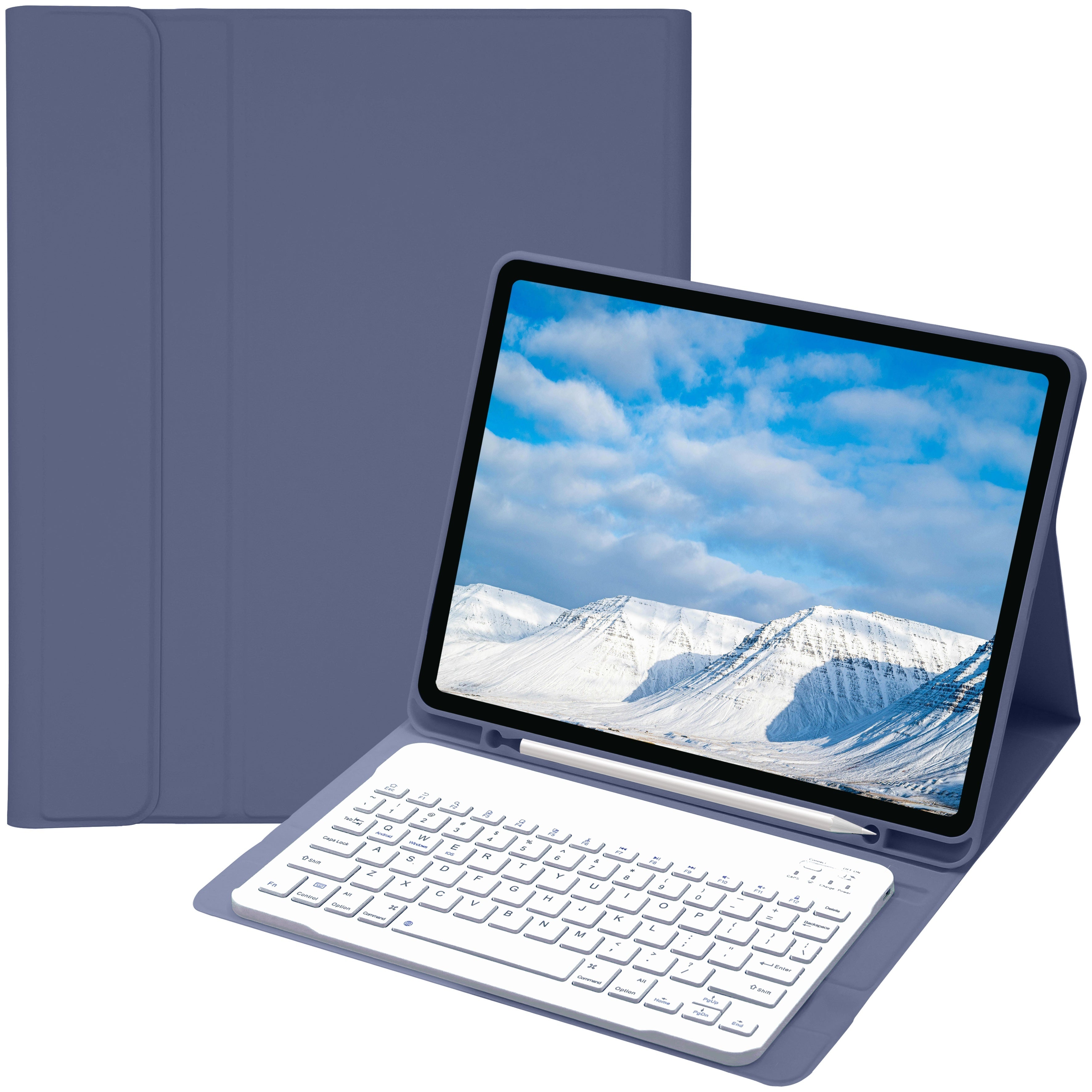 Funda con teclado para iPad Air 1-5, 5ª-10ª generación, Pro 11/12.9 pulgadas con teclado inalámbrico desmontable y soporte para lápiz