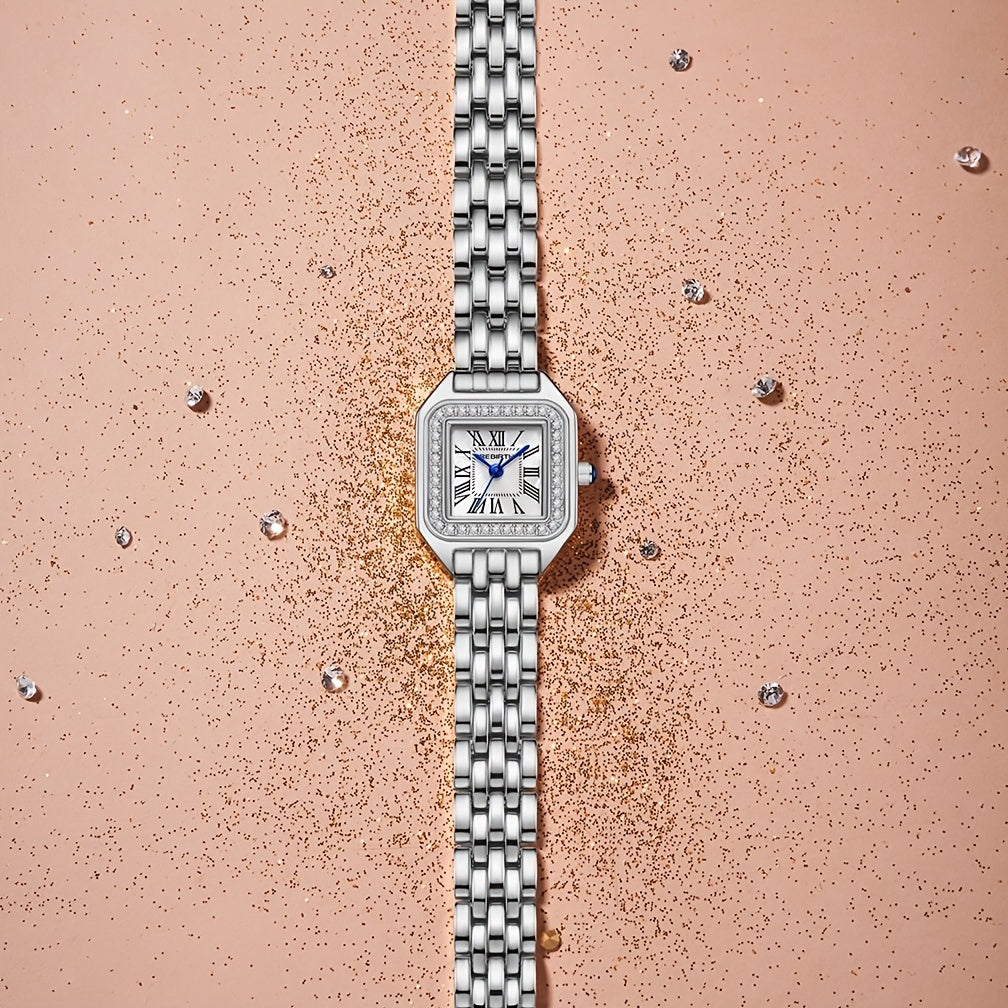 Ladies Watch Small Square Roman Shell Dial Elegant Fashionable Timepiece