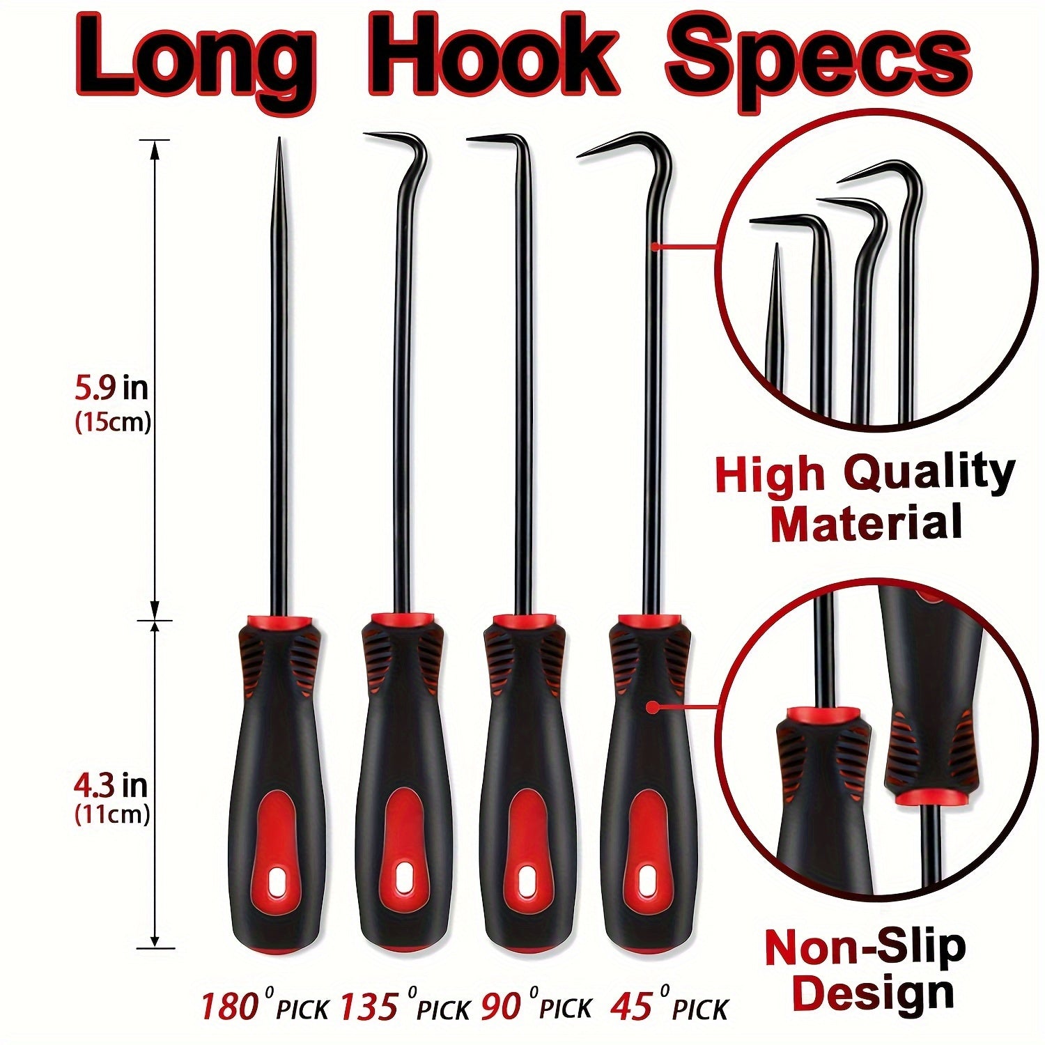 4 Pack Precision Pick and Hook Set Automotive Hand Tools for Oil Seals