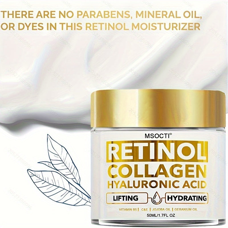 Unisex Hydrating Face Cream with Retinol Collagen Shea Butter Vitamin C Aloe Vera Hyaluronic Acid 50ml