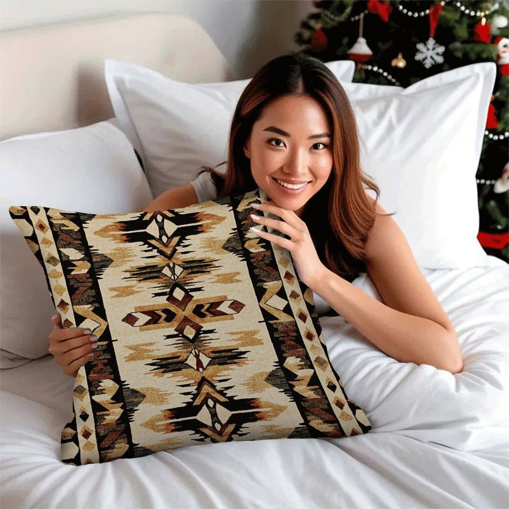 Set of 2 Native American-Inspired Flannel Pillow Covers 45.72cm Zippered Cushion Cases for Couch Bed Car