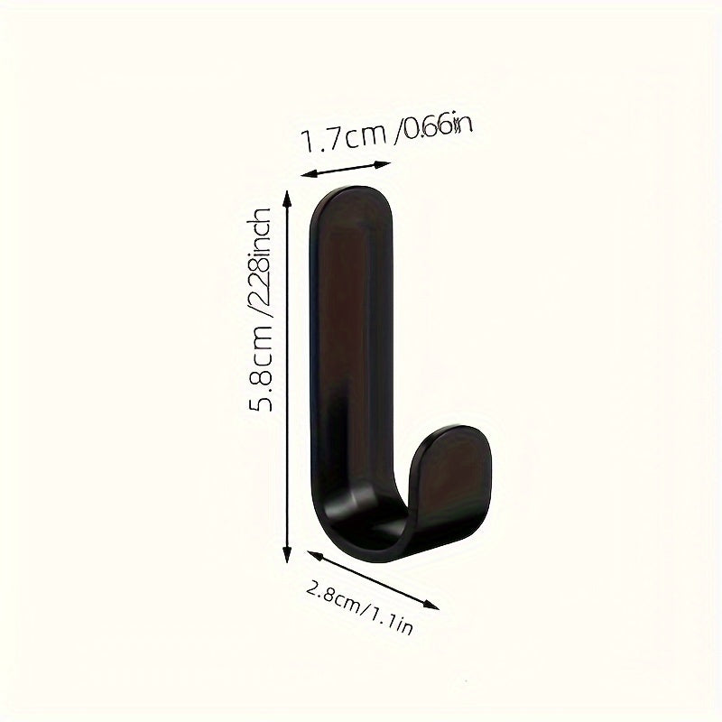 6 Pack Adhesive J-Shaped Hooks for Kitchen Storage Rust-Resistant Plastic No-Drill