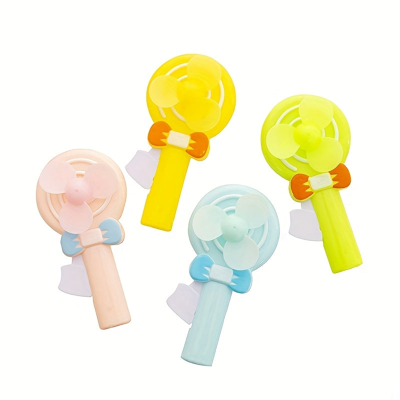 Mini Hand-Press Fan Cartoon Lollipop Design Portable No Power Needed