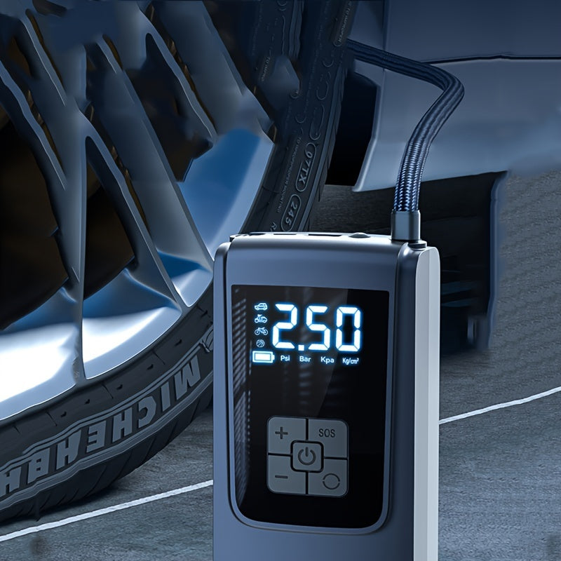 Portable Car Tire Inflator with Digital Display and LED Light