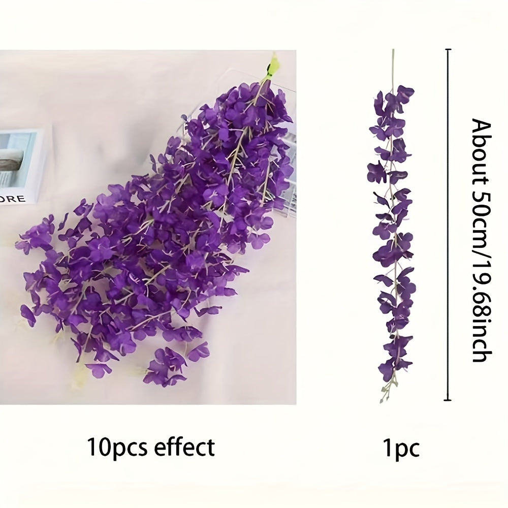 Sun'iy Wisteria garlandi 10 ta to'plam ichki tashqi bezak uchun plastmassa, to'ylar, takliflar