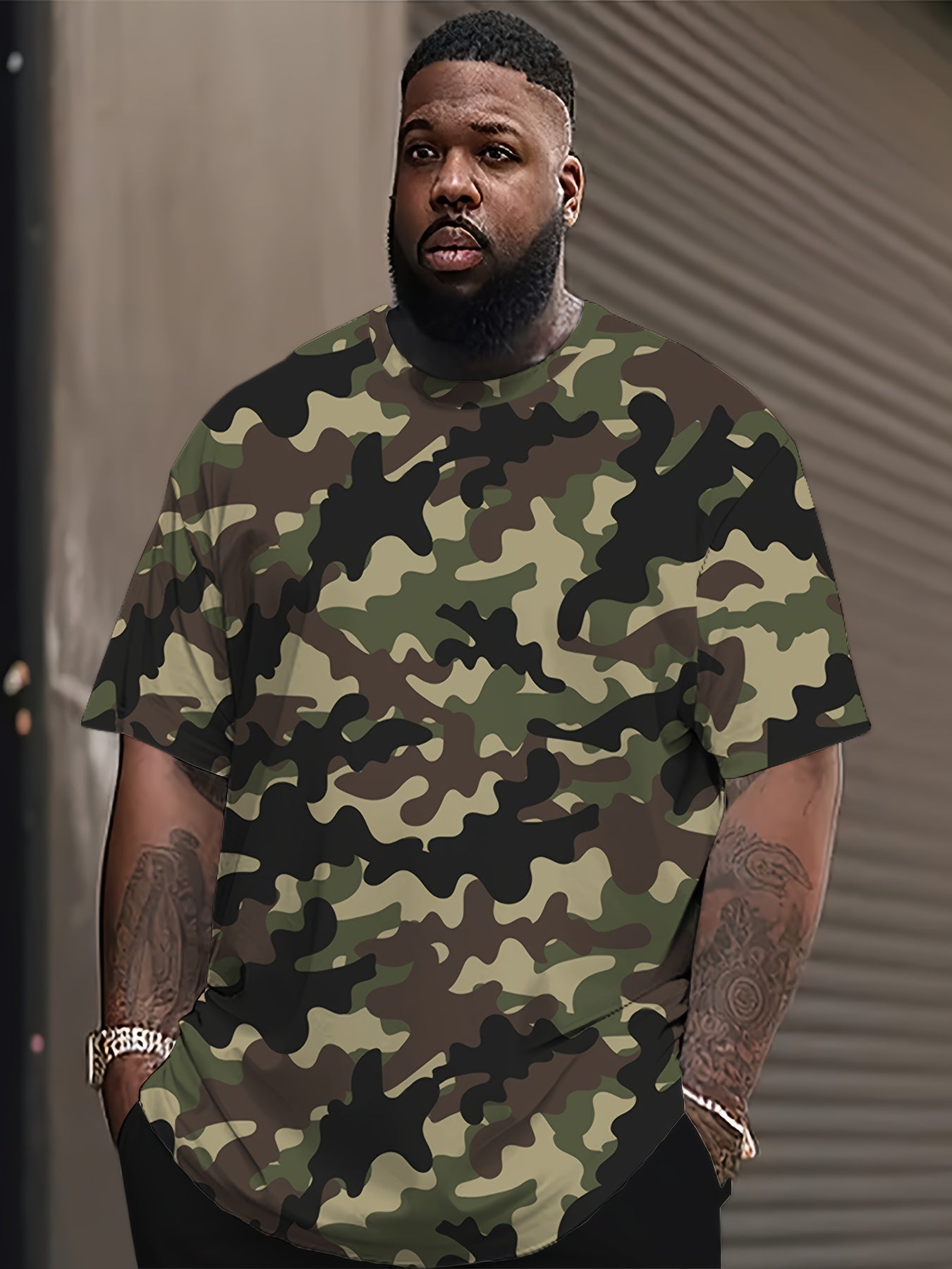 Мужская камуфляжная футболка с коротким рукавом и круглым вырезом, повседневная уличная одежда, полиэстер спандекс