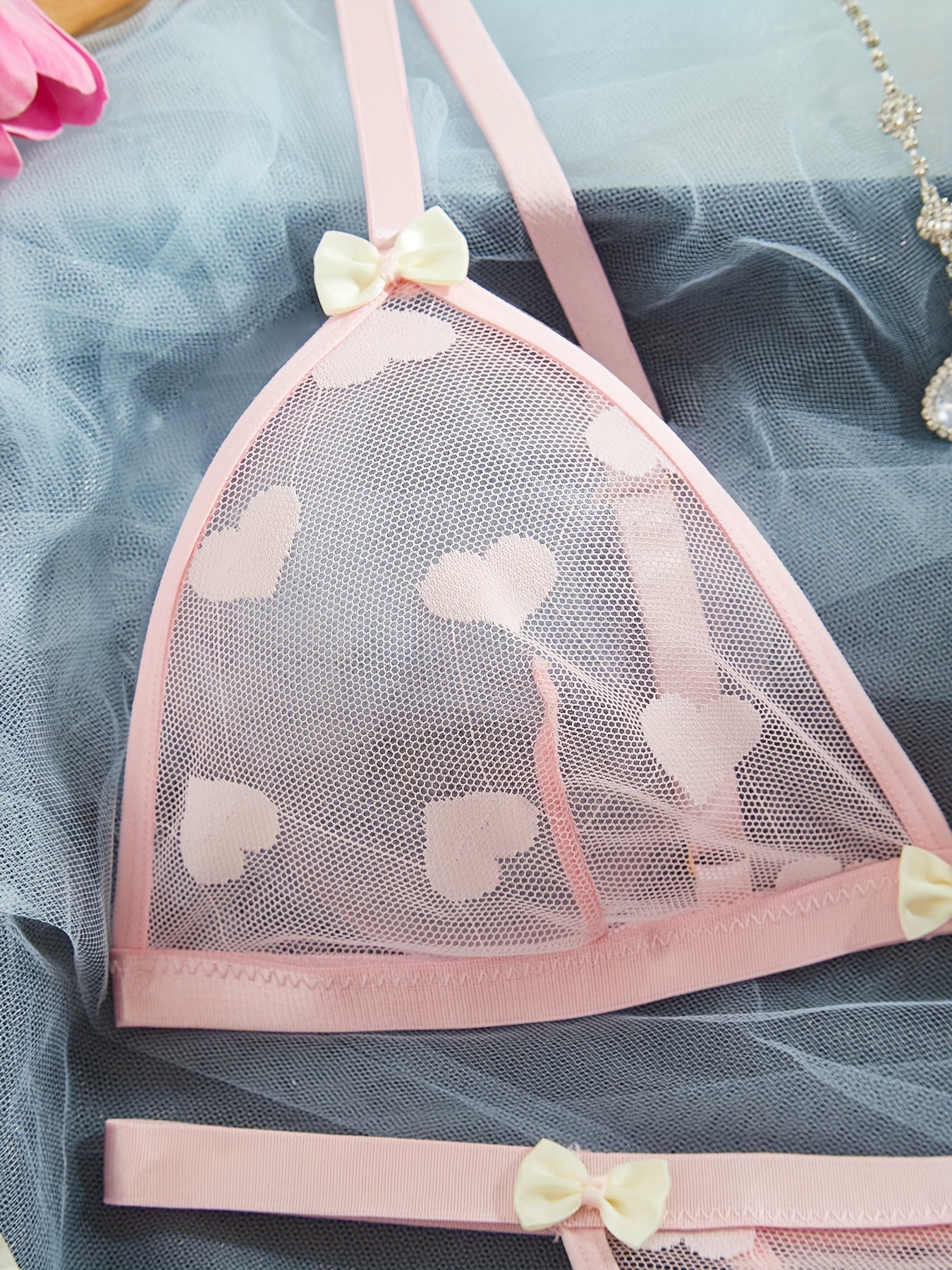 Women's Lace Satin Lingerie Set with Underwire and Adjustable Straps