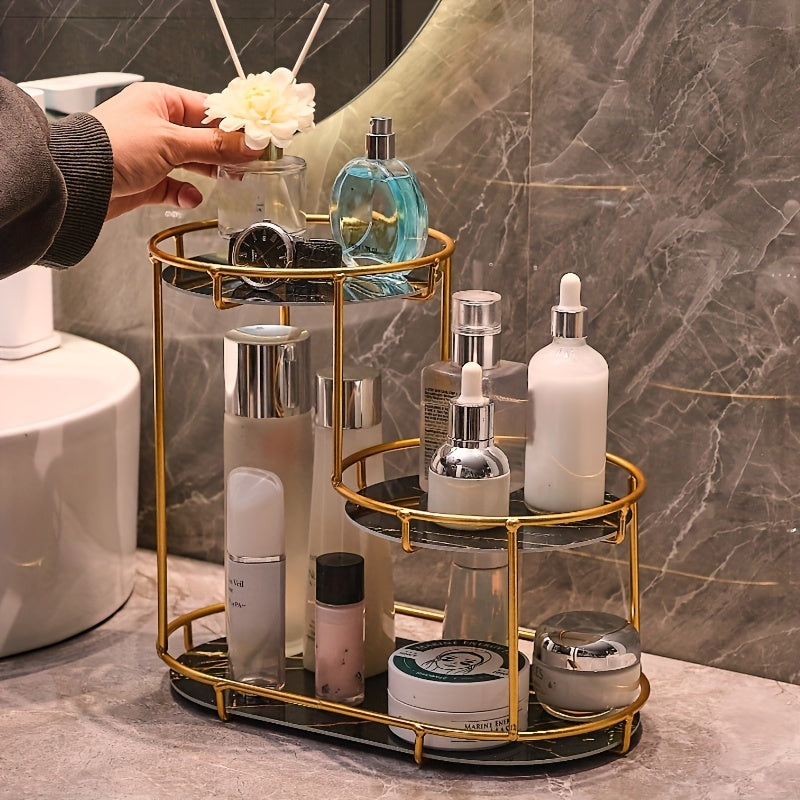 Cast Iron Bathroom Organizer with 3 Tiers and Washable UV Panel