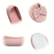 Women's Bow Embellished Ballet Flats Lightweight Fabric Slip-On Shoes