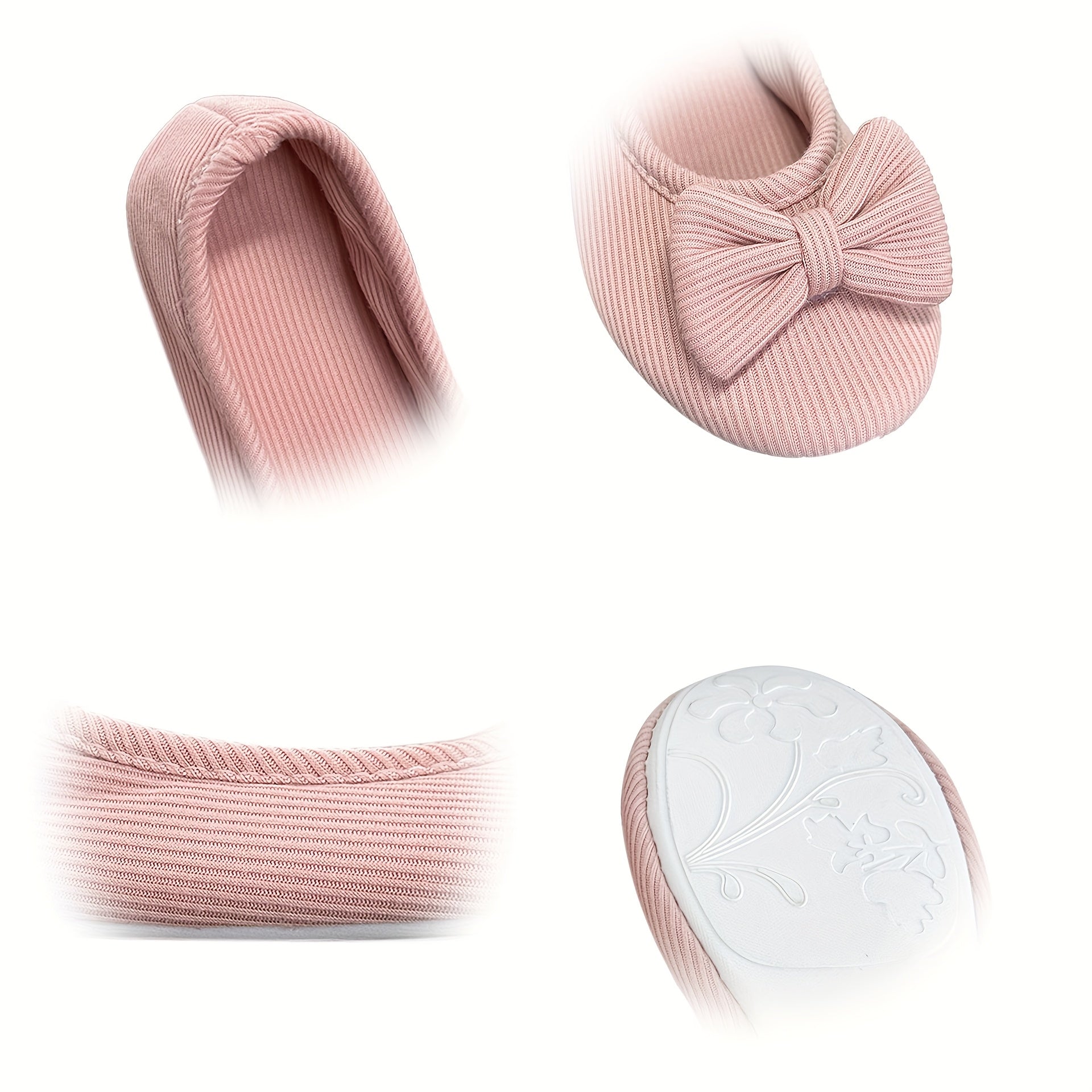 Women's Bow Embellished Ballet Flats Lightweight Fabric Slip-On Shoes