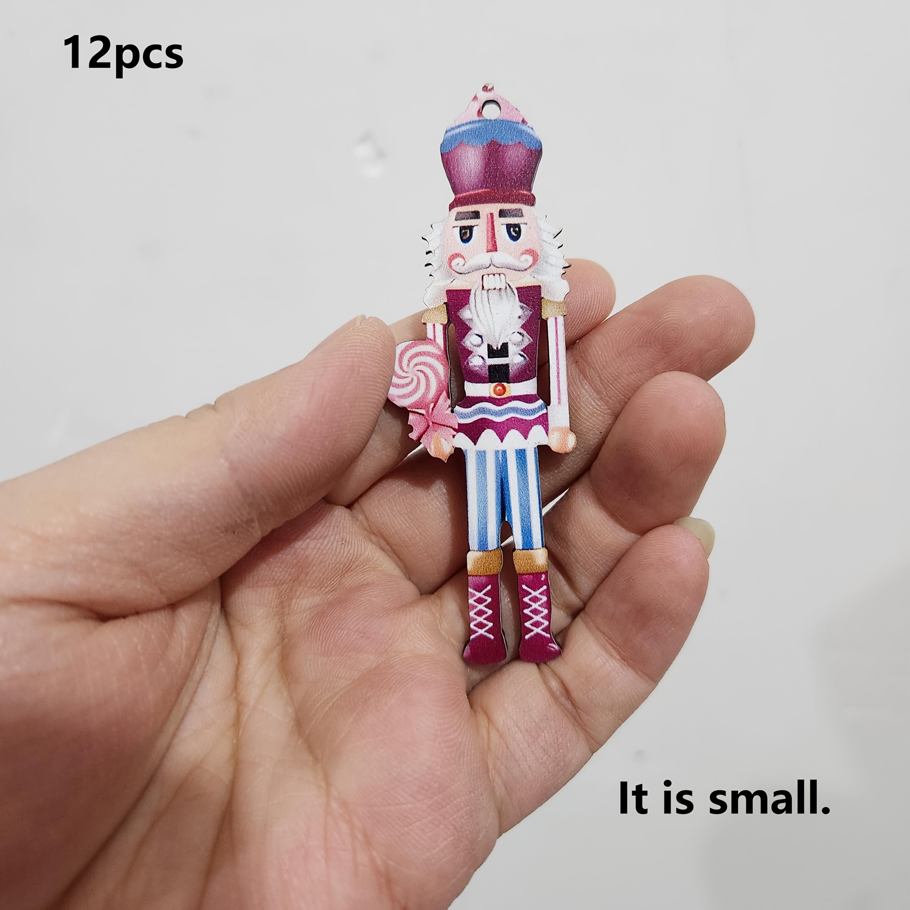 Juego de 12 adornos de Navidad de madera con cascanueces tradicionales para decorar en fiestas