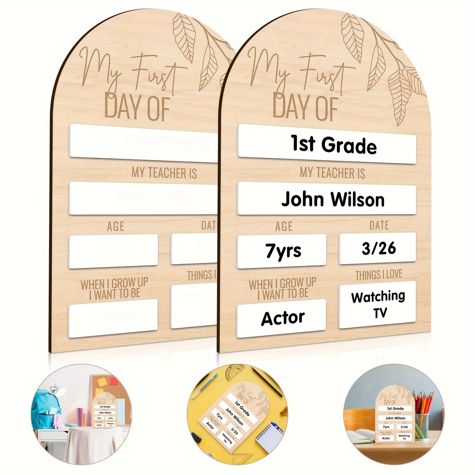 Wooden Milestone Board for First Day of School Memories No Electricity Required School-Themed Display for Boys and Girls