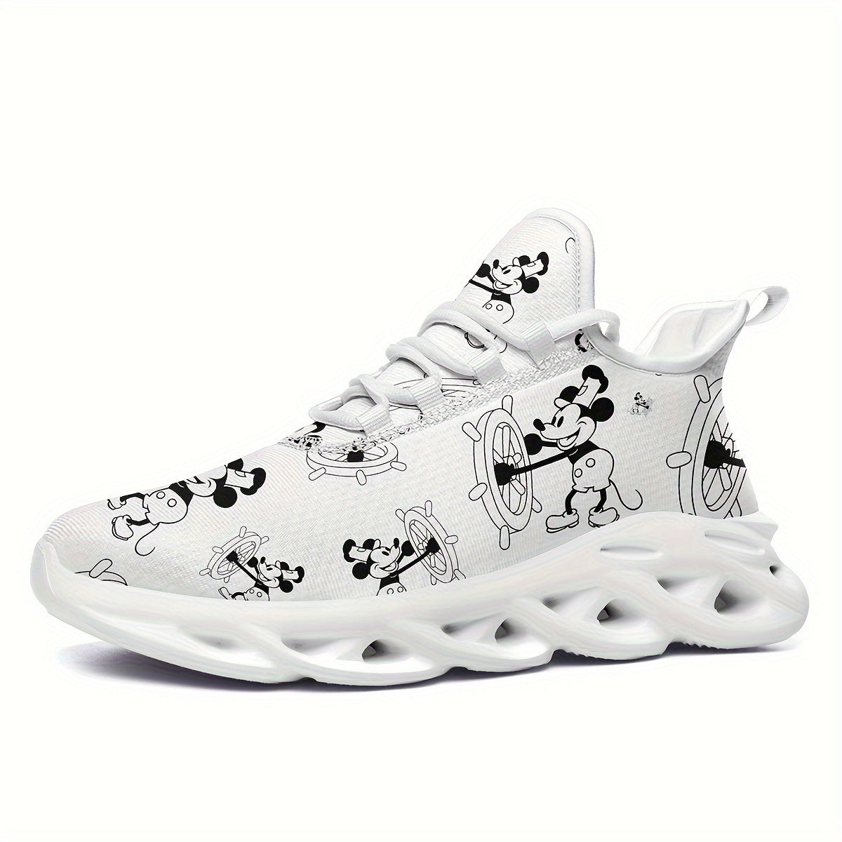 Women’s Breathable Canvas Sneakers with Cartoon Mouse Pattern for Running