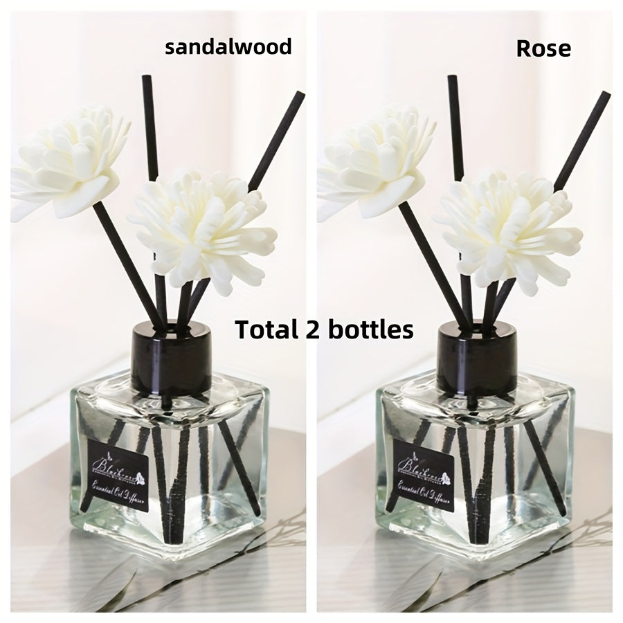 Conjunto de aromaterapia con dos botellas, diferentes aromas incluyendo evaporación de ratán